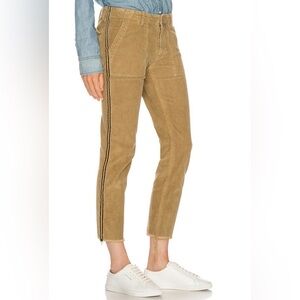 Nili Lotan Jenna Corduroy Pants Khaki Tan Raw Hem Side Stripe Utility 6